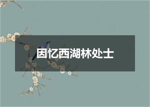 因忆西湖林处士