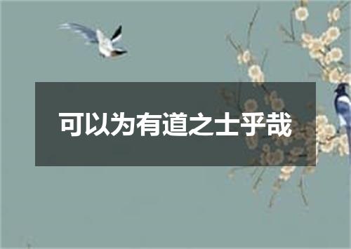 可以为有道之士乎哉