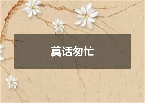 莫话匆忙