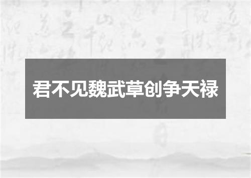 君不见魏武草创争天禄
