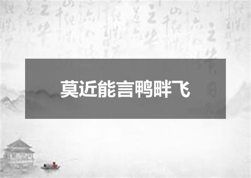 莫近能言鸭畔飞