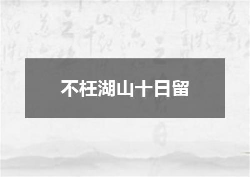 不枉湖山十日留