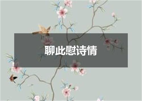 聊此慰诗情