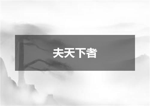 夫天下者