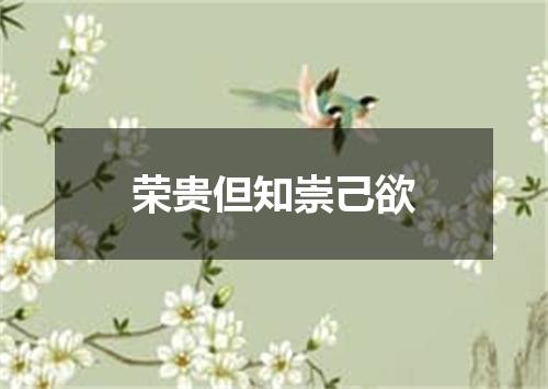 荣贵但知崇己欲