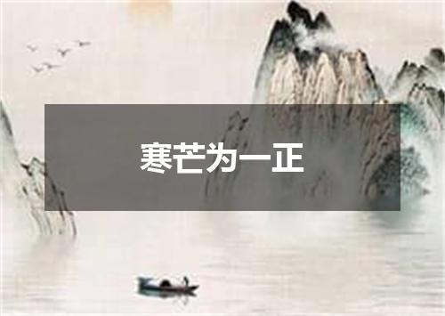 寒芒为一正