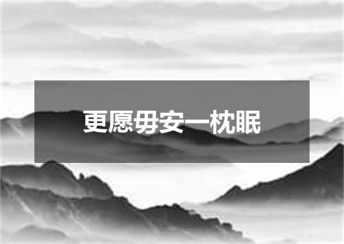 更愿毋安一枕眠