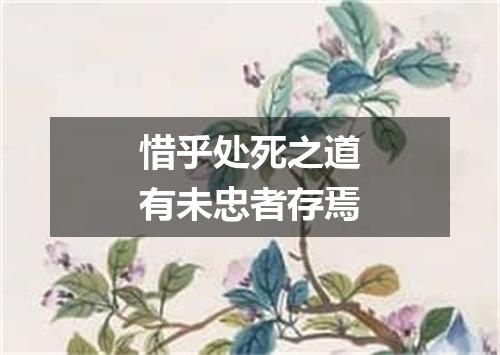 惜乎处死之道有未忠者存焉
