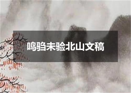 鸣驺未验北山文稿