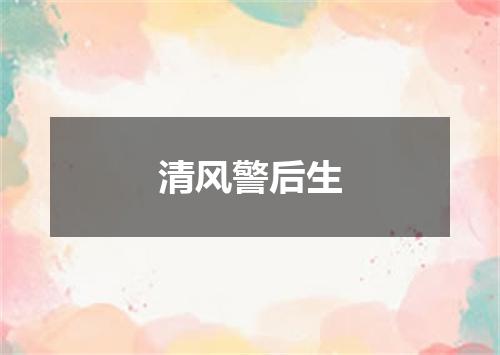 清风警后生