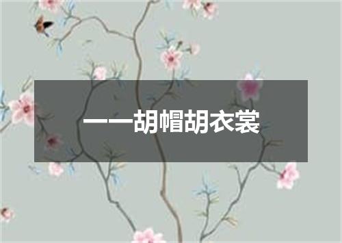 一一胡帽胡衣裳