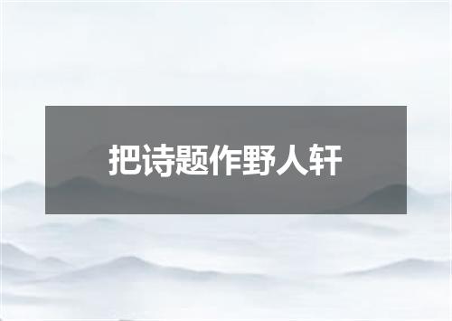 把诗题作野人轩
