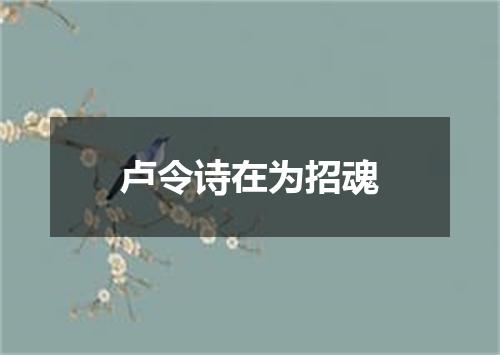 卢令诗在为招魂