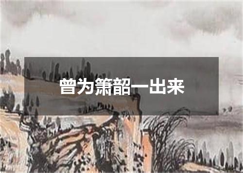曾为箫韶一出来
