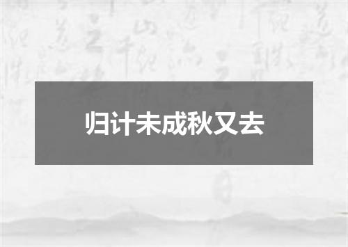 归计未成秋又去