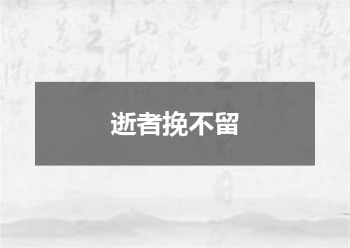 逝者挽不留