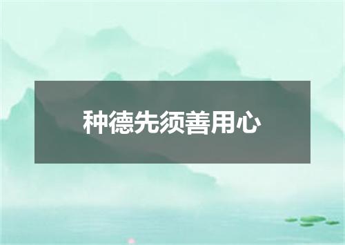 种德先须善用心