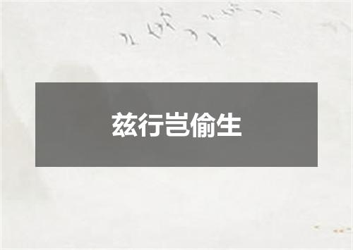 兹行岂偷生