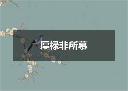 厚禄非所慕
