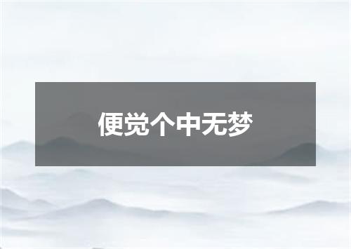 便觉个中无梦
