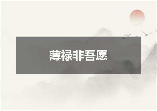 薄禄非吾愿