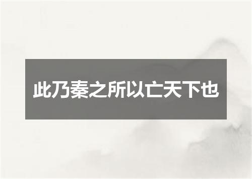此乃秦之所以亡天下也