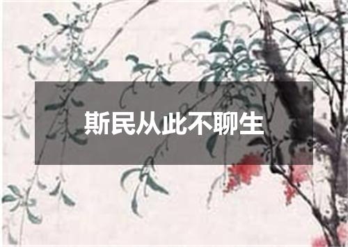 斯民从此不聊生