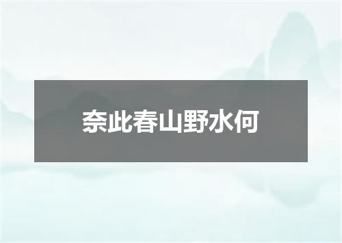 奈此春山野水何