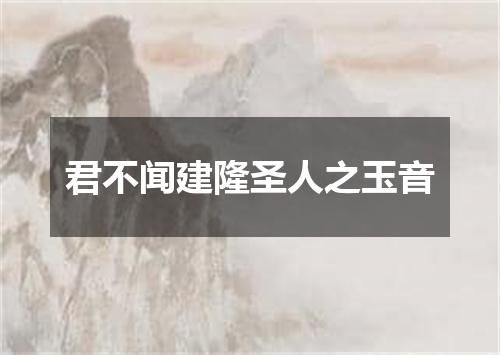 君不闻建隆圣人之玉音