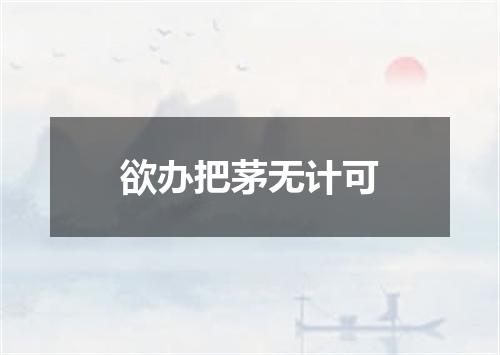 欲办把茅无计可