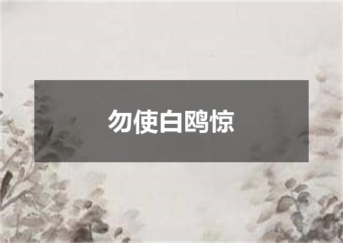 勿使白鸥惊