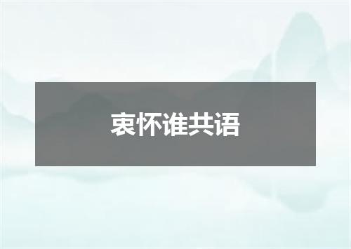 衷怀谁共语