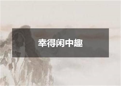 幸得闲中趣