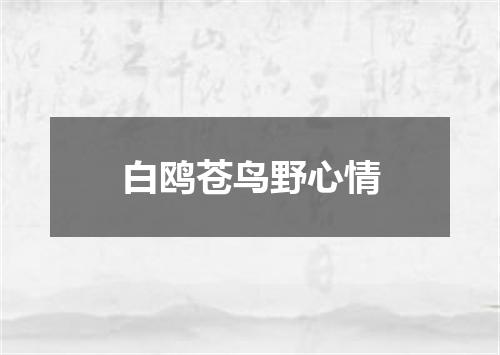 白鸥苍鸟野心情