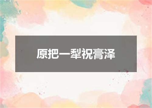 原把一犁祝膏泽