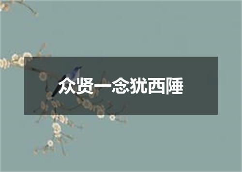 众贤一念犹西陲