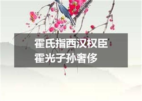霍氏指西汉权臣霍光子孙奢侈