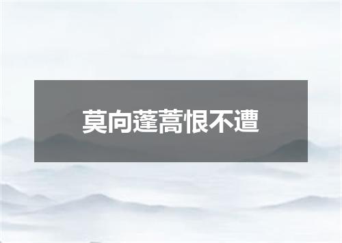 莫向蓬蒿恨不遭
