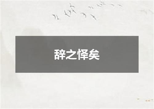 辞之怿矣