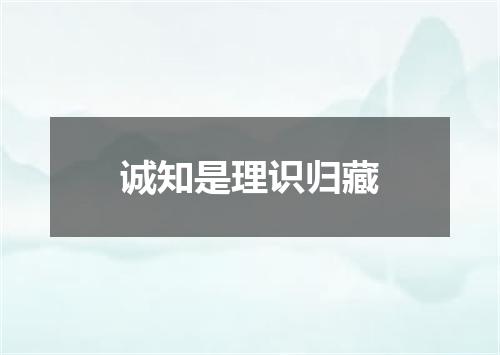 诚知是理识归藏