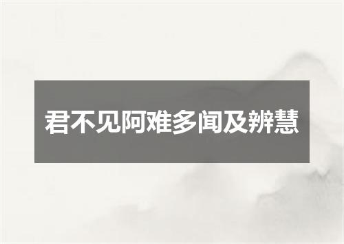 君不见阿难多闻及辨慧