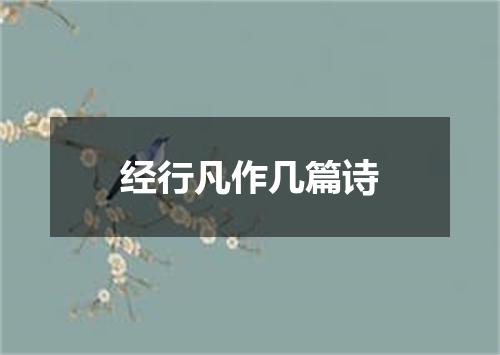 经行凡作几篇诗