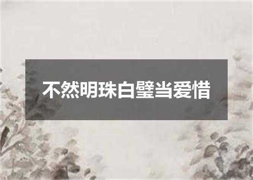 不然明珠白璧当爱惜