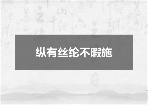 纵有丝纶不暇施