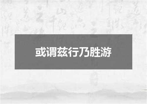 或谓兹行乃胜游