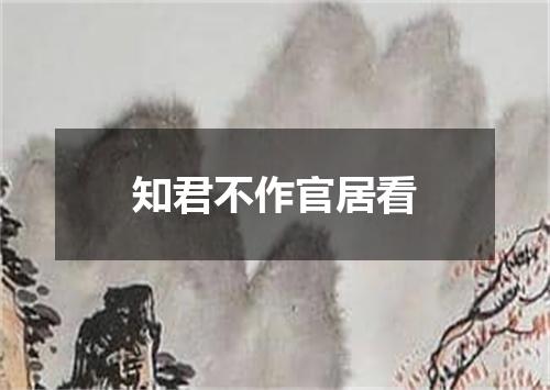 知君不作官居看