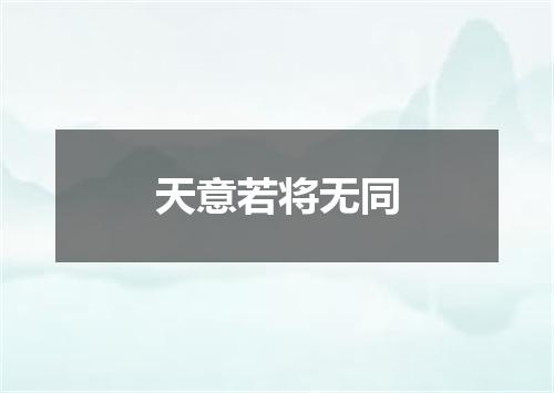 天意若将无同