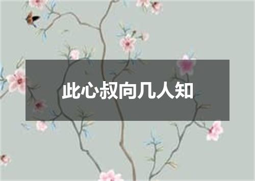 此心叔向几人知