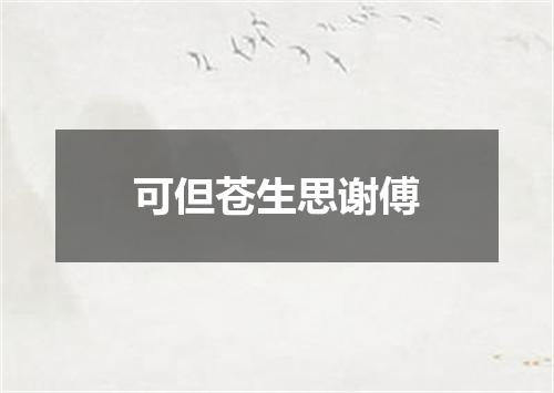 可但苍生思谢傅