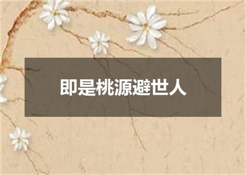 即是桃源避世人